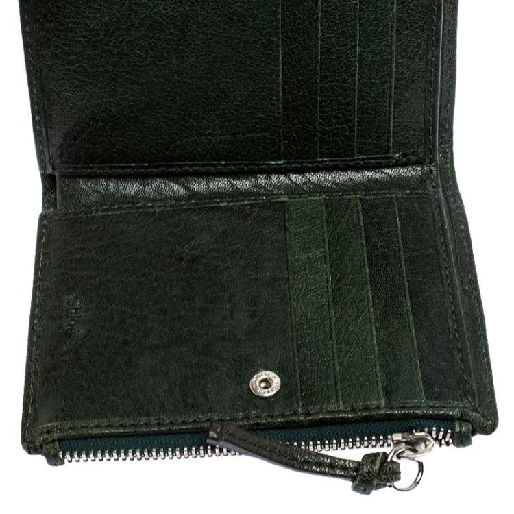 Pre Owned Chloe Green Leather Bifold Wallet