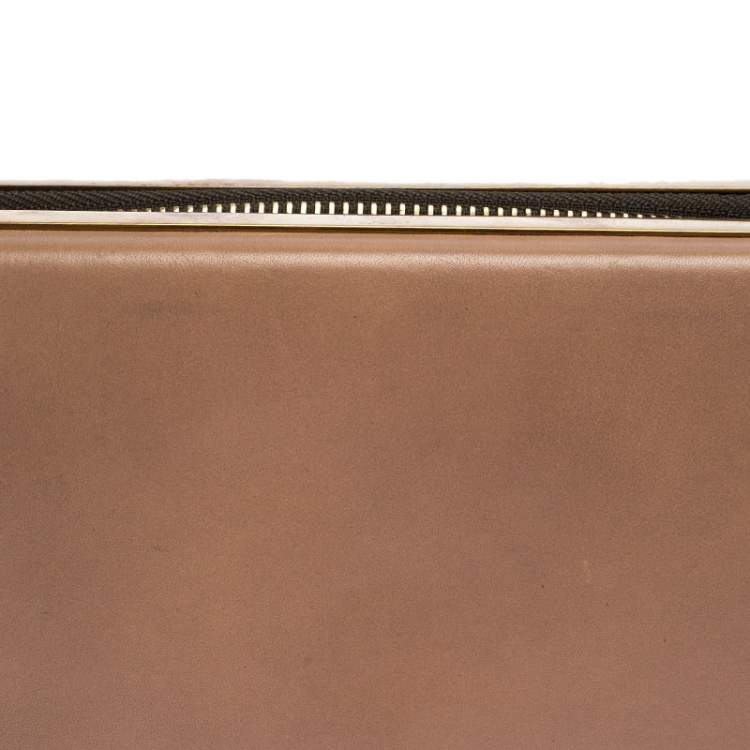 Pre Owned Chloe Beige Leather Zip Around Clutch