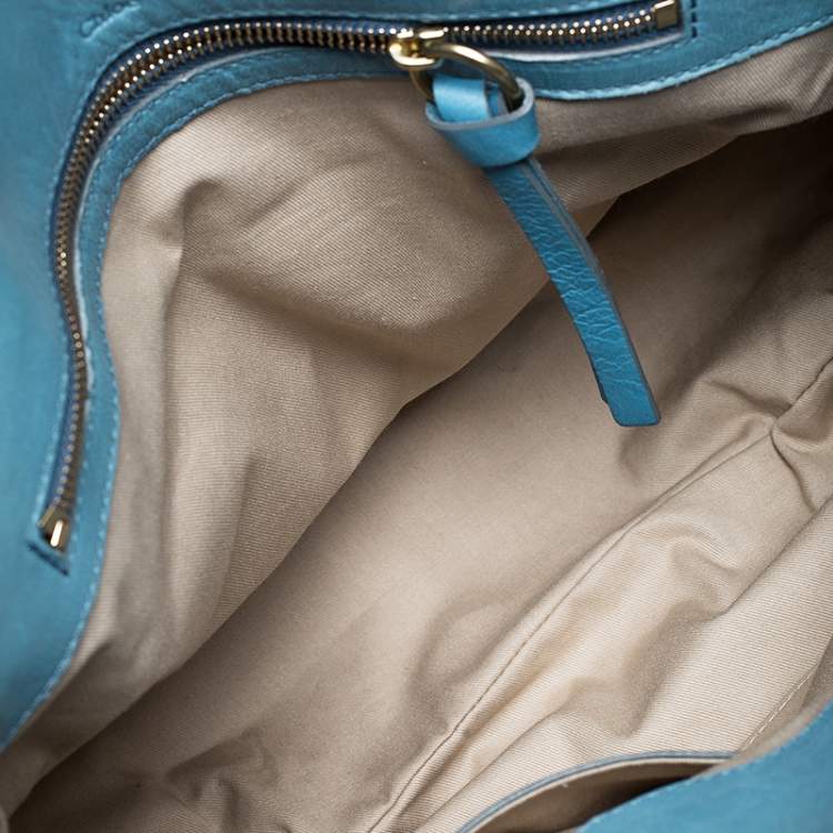 Pre Owned Chloe Light Blue Leather Heloise Satchel