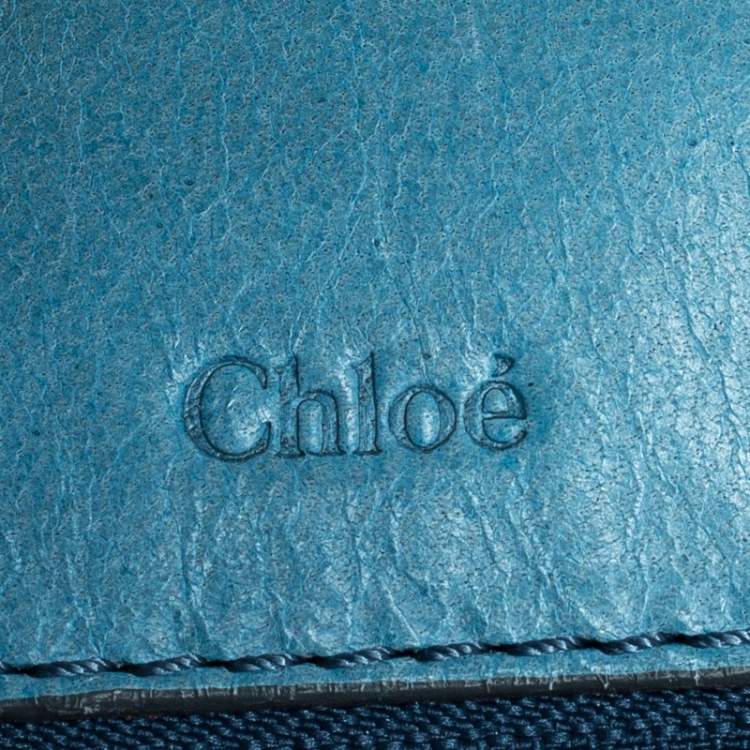 Pre Owned Chloe Light Blue Leather Heloise Satchel