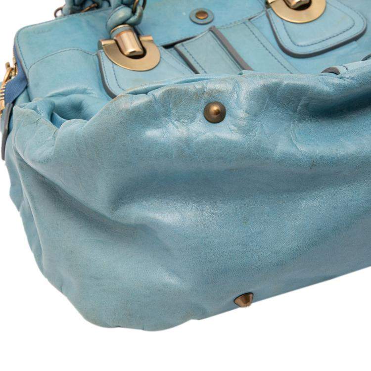 Pre Owned Chloe Light Blue Leather Heloise Satchel
