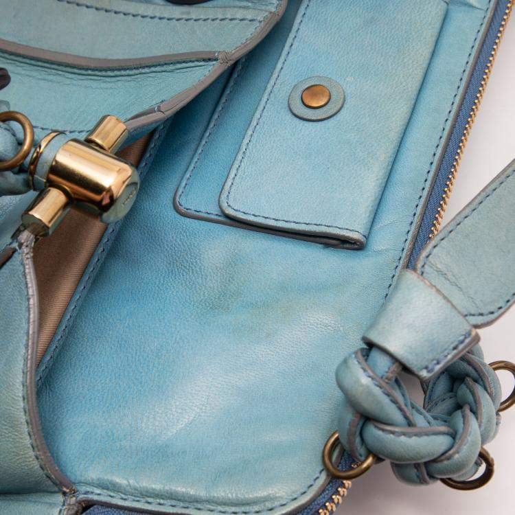 Pre Owned Chloe Light Blue Leather Heloise Satchel