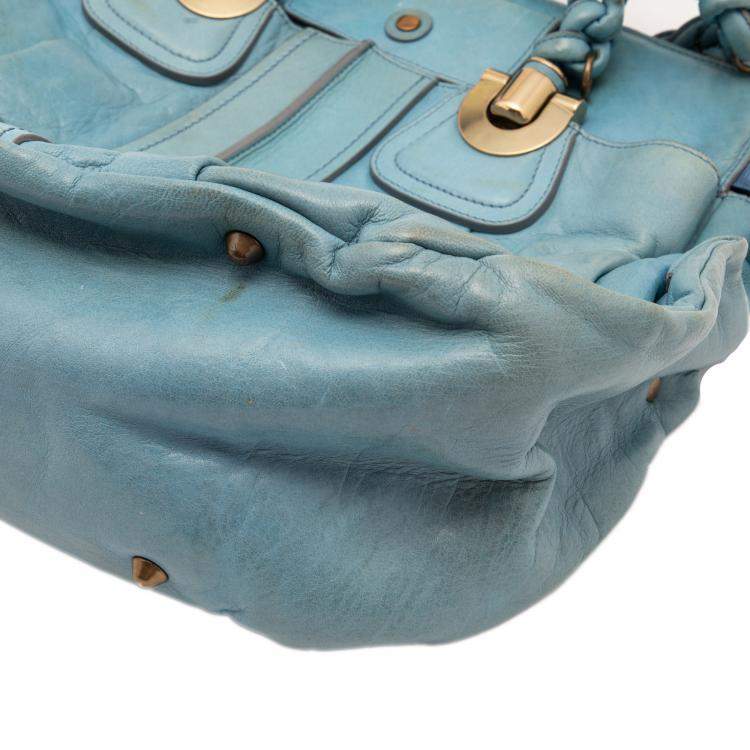 Pre Owned Chloe Light Blue Leather Heloise Satchel
