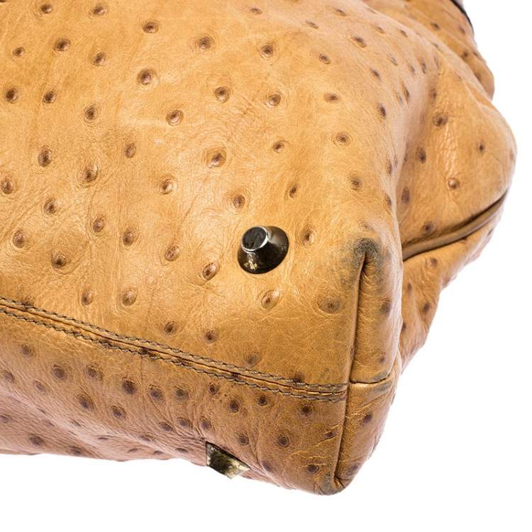 Pre Owned Chloe Brown Ostrich Embossed Leather Victoria Tote 