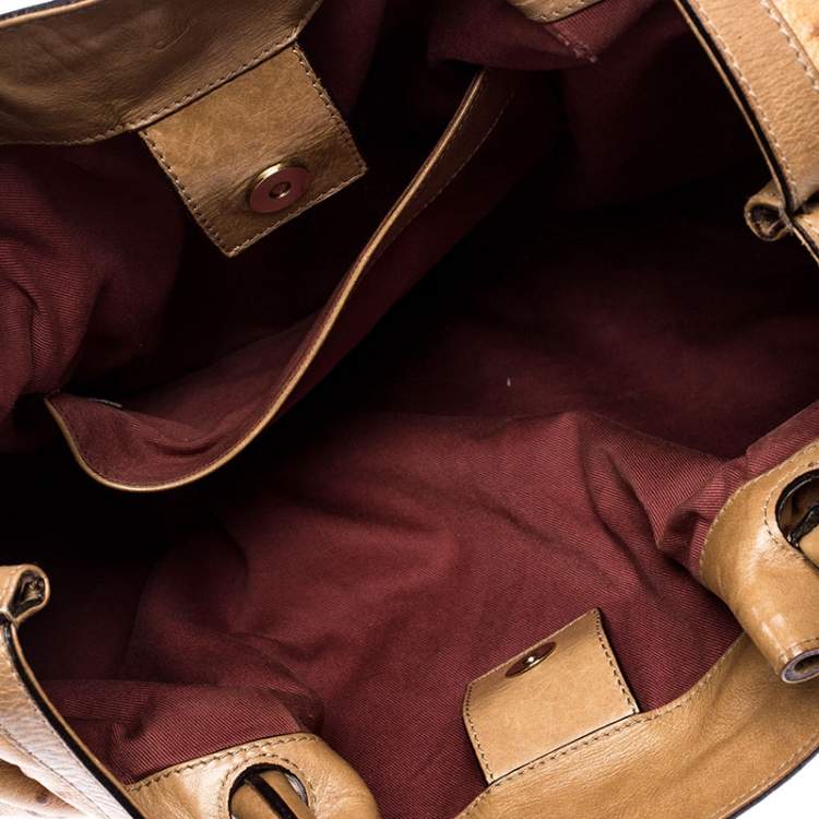 Pre Owned Chloe Brown Ostrich Embossed Leather Victoria Tote 