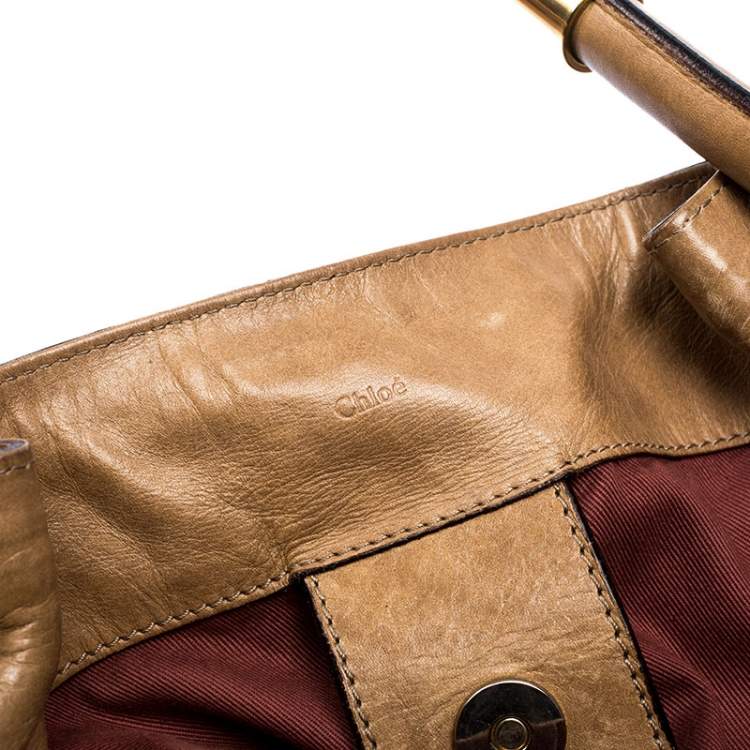 Pre Owned Chloe Brown Ostrich Embossed Leather Victoria Tote 