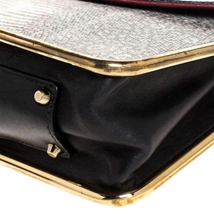 مملوكة مسبقًا Chloe Beige Lizard and Leather Frame Sally Shoulder Bag