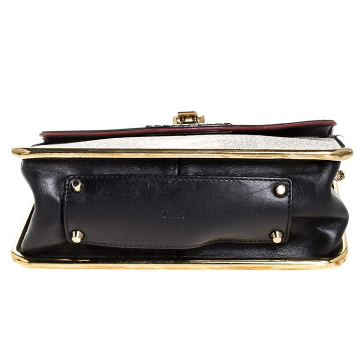 مملوكة مسبقًا Chloe Beige Lizard and Leather Frame Sally Shoulder Bag