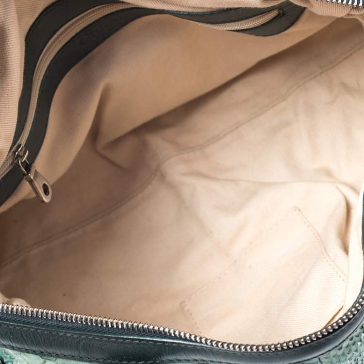 Pre Owned Chloe Green Python and Leather Silverado Satchel