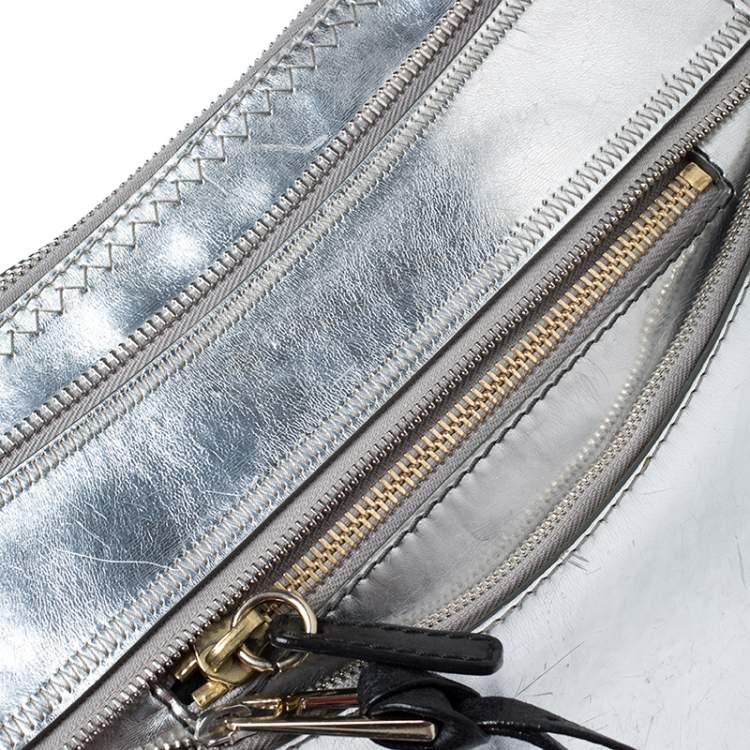 Pre Owned Chloe Metallic Silver Leather Fanny Crossbody Bag 