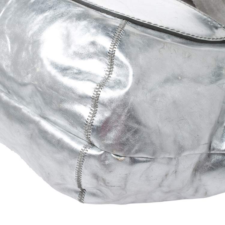 Pre Owned Chloe Metallic Silver Leather Fanny Crossbody Bag 