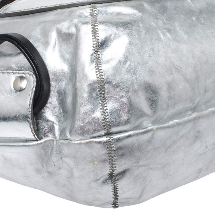 Pre Owned Chloe Metallic Silver Leather Fanny Crossbody Bag 