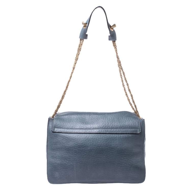 Pre Owned Chloe Grey Leather Medium Sally Flap Shoulder Bag