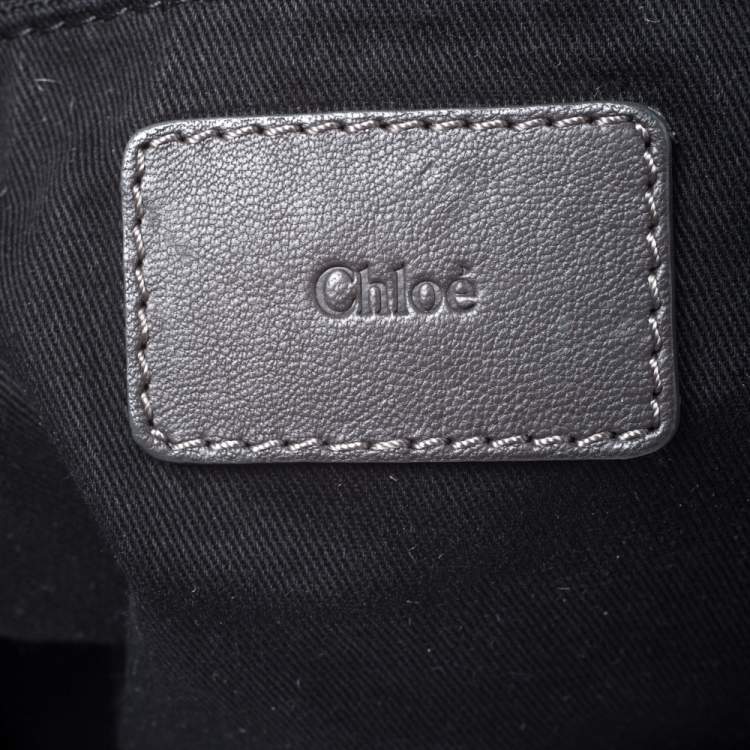 Pre Owned Chloe Dark Grey Leather Milton Triple Chain Hobo