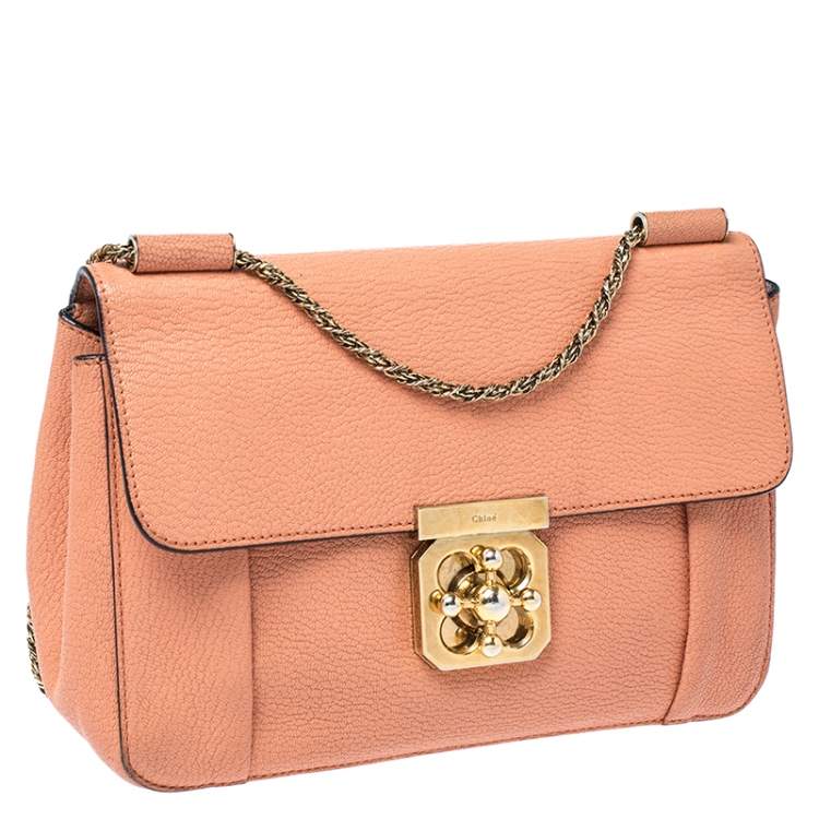 Pre Owned Chloe Orange Leather Medium Elsie Shoulder Bag