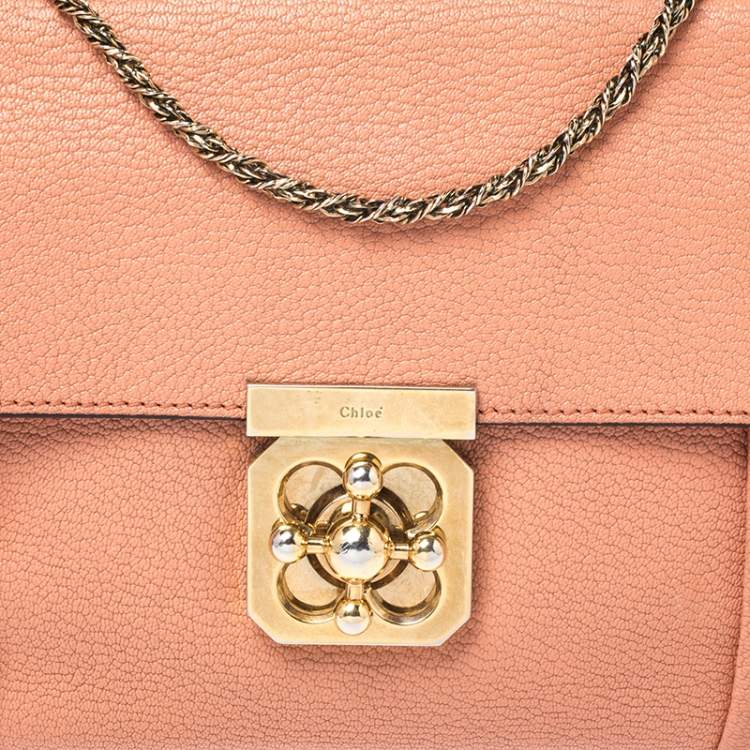 Pre Owned Chloe Orange Leather Medium Elsie Shoulder Bag