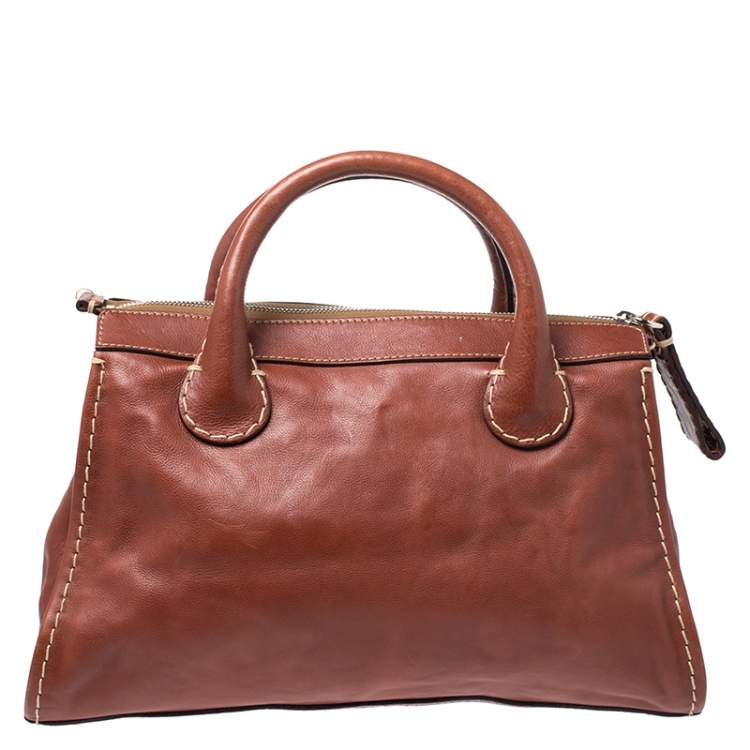 Pre Owned Chloe Brown Leather Edith Bag