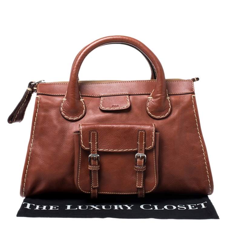 Pre Owned Chloe Brown Leather Edith Bag