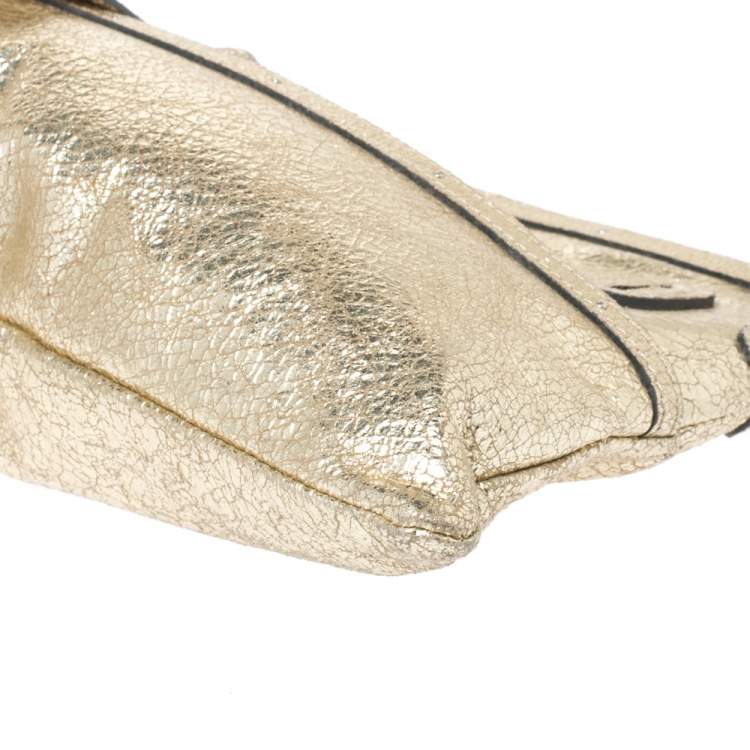 Pre Owned Chloe Gold Metallic Textured Leather Clutch