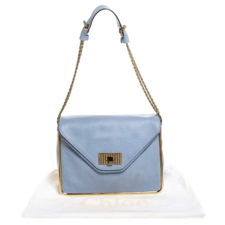 مملوكة مسبقًا Chloe Sky Blue Leather Medium Sally Shoulder Bag