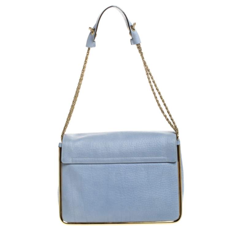 مملوكة مسبقًا Chloe Sky Blue Leather Medium Sally Shoulder Bag
