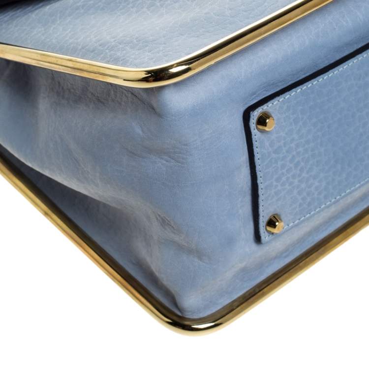 مملوكة مسبقًا Chloe Sky Blue Leather Medium Sally Shoulder Bag