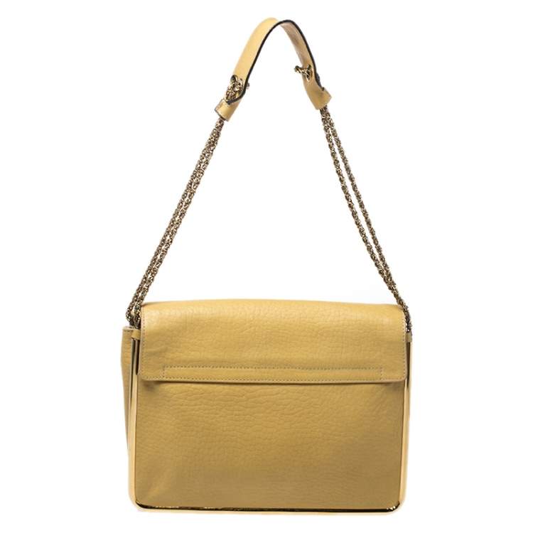 Pre Owned Chloe Yellow Leather Medium Sally Shoulder Bag