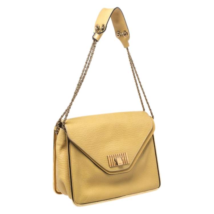 Pre Owned Chloe Yellow Leather Medium Sally Shoulder Bag