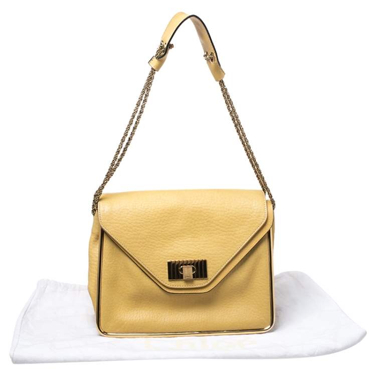 Pre Owned Chloe Yellow Leather Medium Sally Shoulder Bag