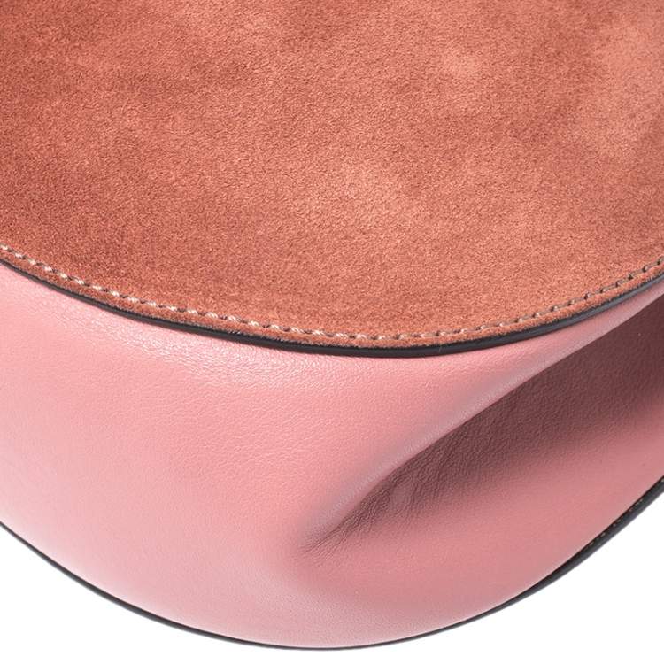 Pre Owned Chloe Pink Suede And Leather Drew Crossbody Bag