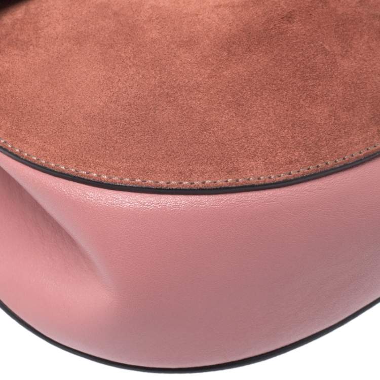 Pre Owned Chloe Pink Suede And Leather Drew Crossbody Bag