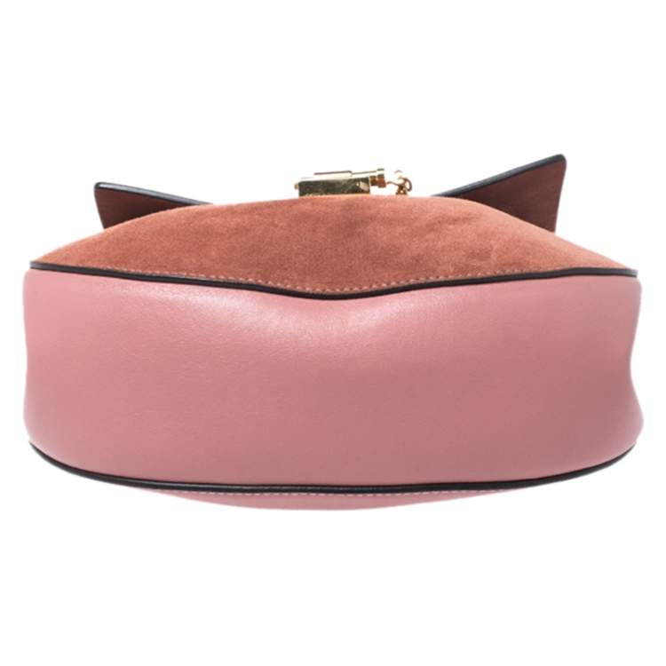 Pre Owned Chloe Pink Suede And Leather Drew Crossbody Bag