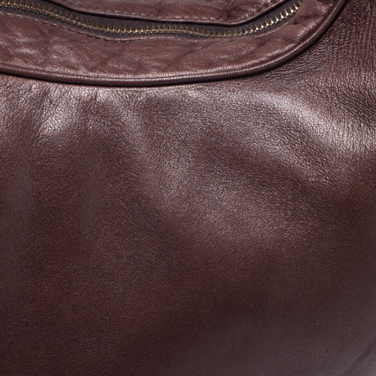 مملوكة مسبقًا Chloe Dark Brown Leather Crescent Hobo