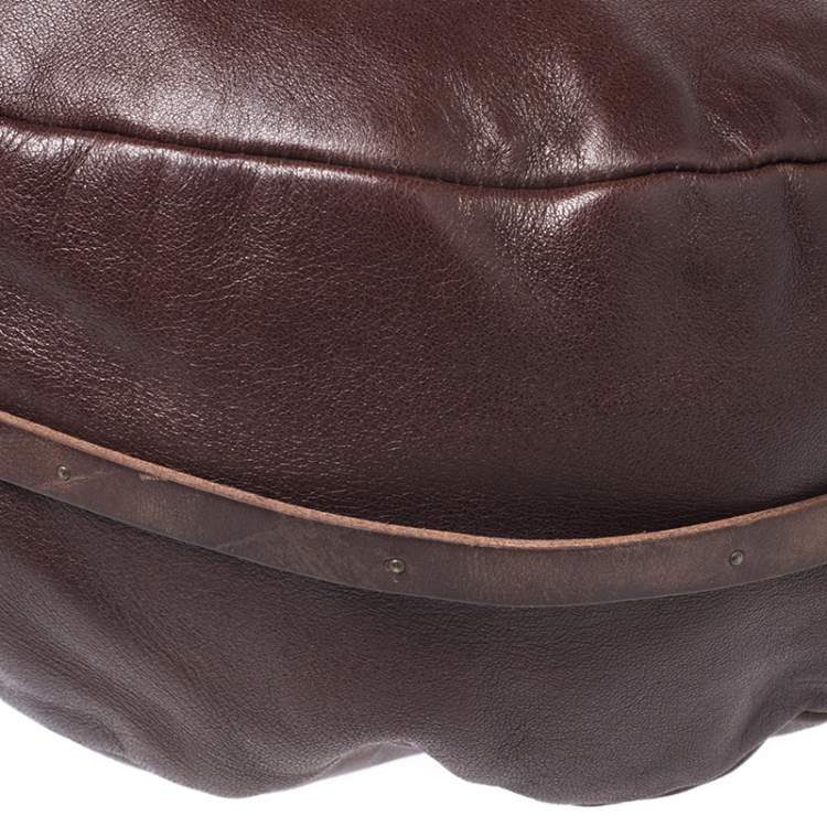 مملوكة مسبقًا Chloe Dark Brown Leather Crescent Hobo