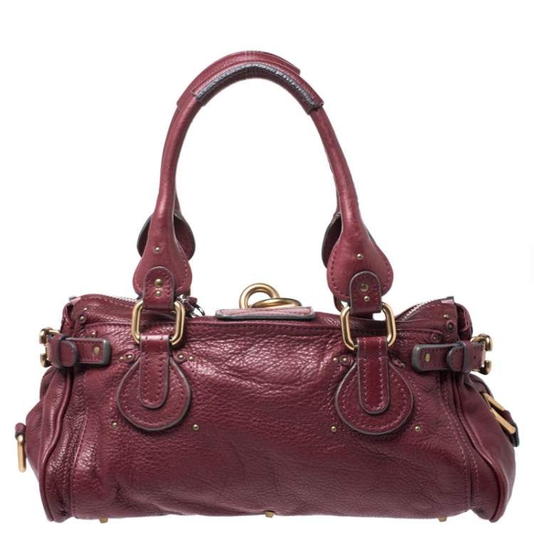 Pre Owned Chloe Burgundy Leather Medium Paddington Satchel