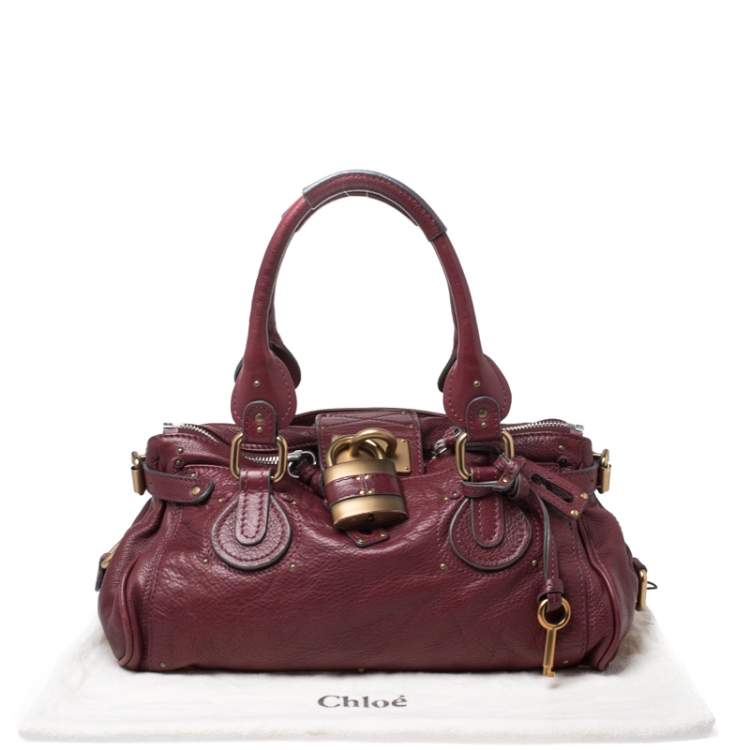 Pre Owned Chloe Burgundy Leather Medium Paddington Satchel
