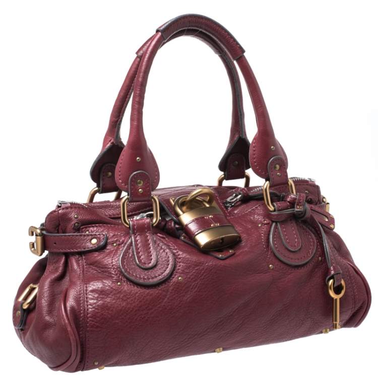 Pre Owned Chloe Burgundy Leather Medium Paddington Satchel