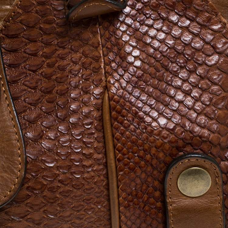 Pre Owned Chloe Dark Brown Python Silverado Satchel