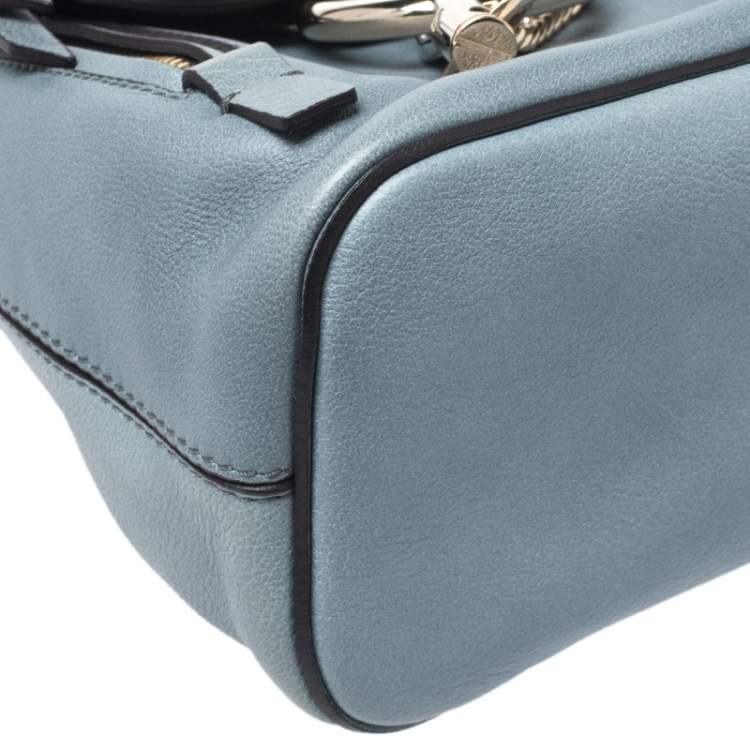 Pre Owned Chloe Cloudy Blue Leather and Suede Mini Faye Daye Backpack