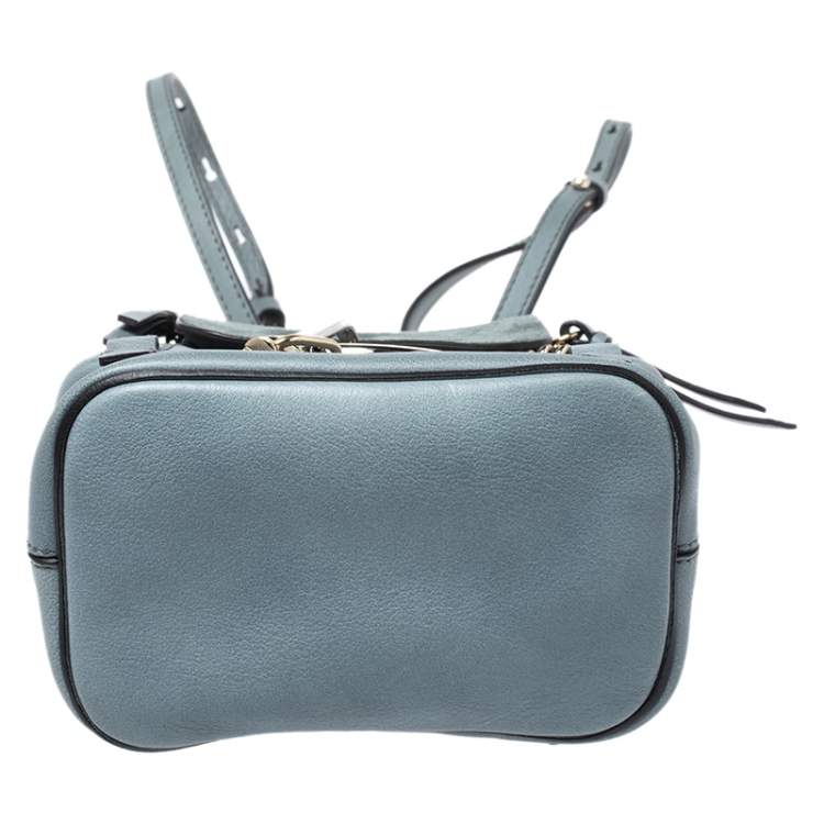 Pre Owned Chloe Cloudy Blue Leather and Suede Mini Faye Daye Backpack