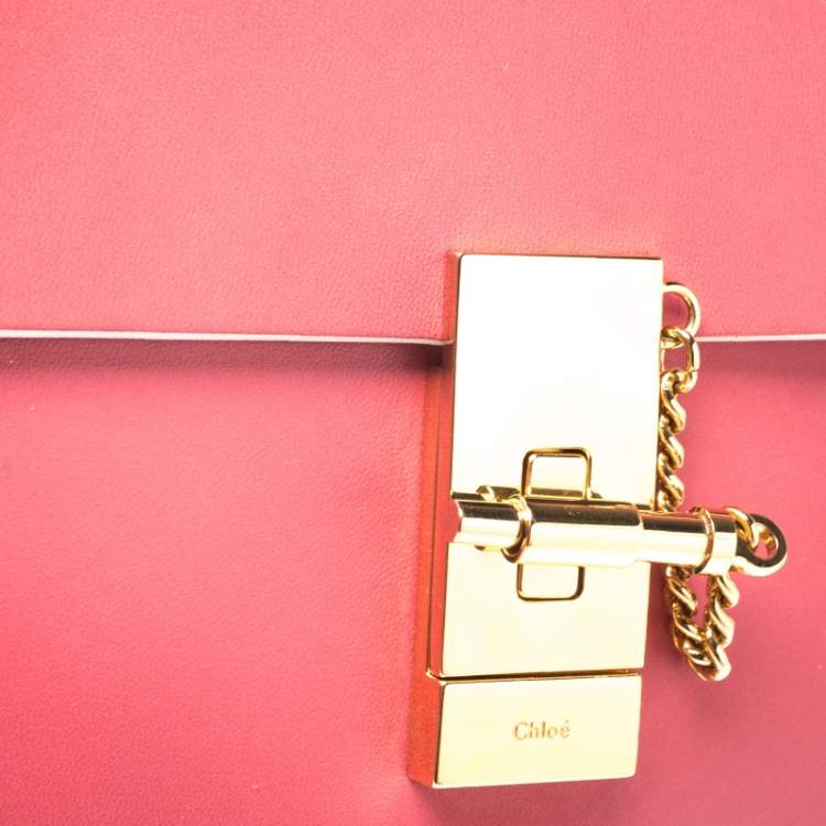 Pre Owned Chloe Amaranth Red/Grey Leather Medium Drew Shoulder Bag
