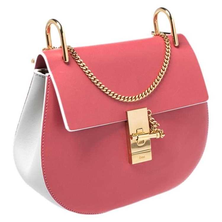 Pre Owned Chloe Amaranth Red/Grey Leather Medium Drew Shoulder Bag