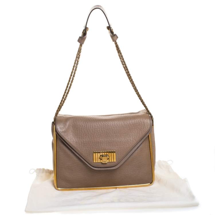 Pre Owned Chloe Beige Leather Medium Sally Flap Shoulder Bag