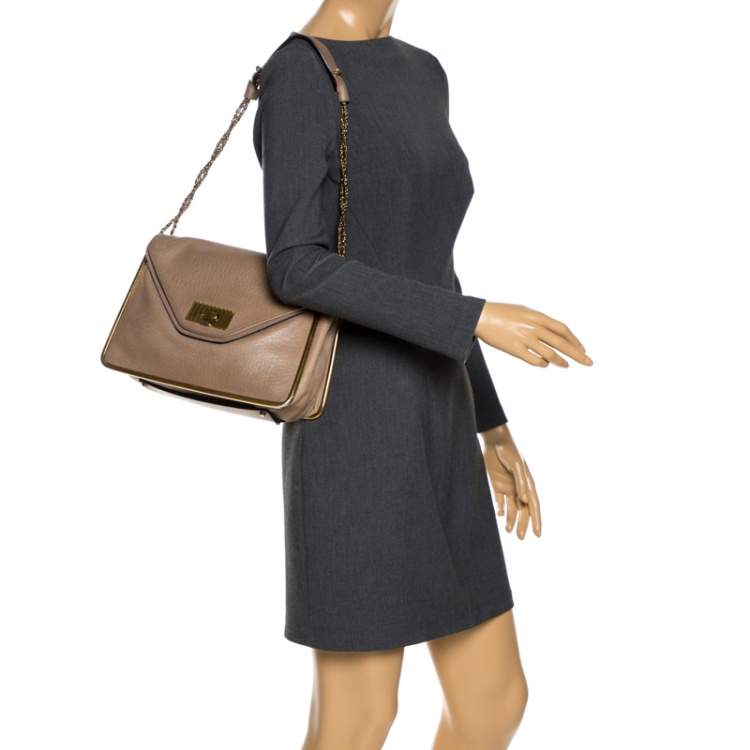 Pre Owned Chloe Beige Leather Medium Sally Flap Shoulder Bag
