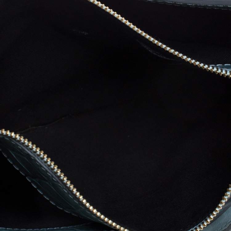 Pre Owned Chloe Green Crocodile Embossed Freja Origami Clutch