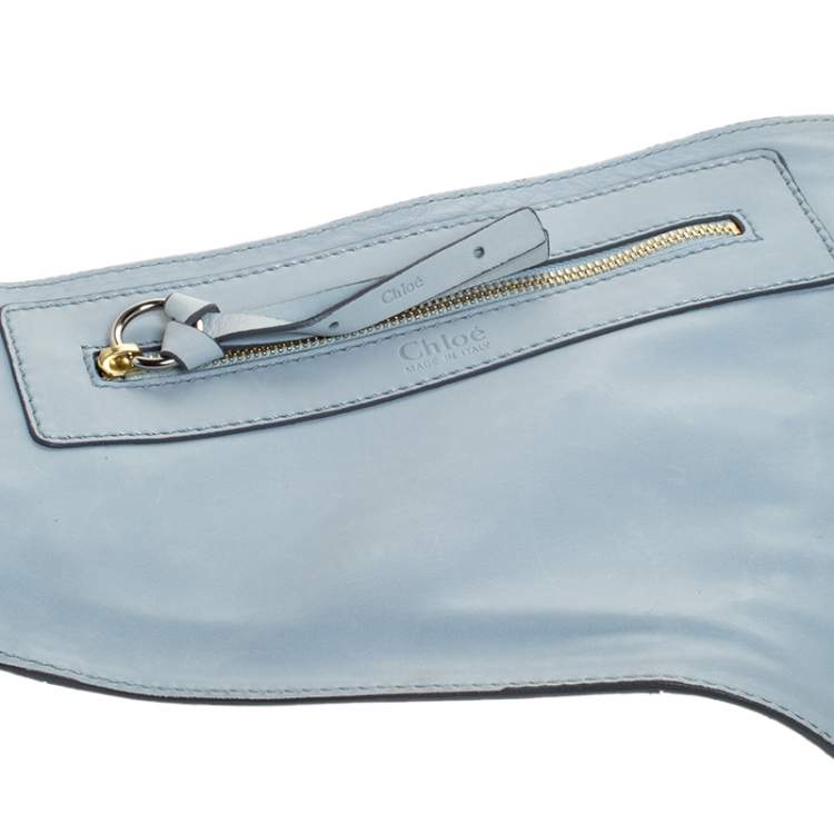 Pre Owned Chloe Green Crocodile Embossed Freja Origami Clutch