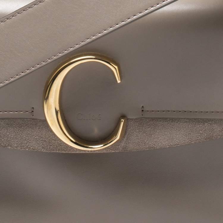 Pre Owned  Chloe Motty Grey Leather C Double Bag