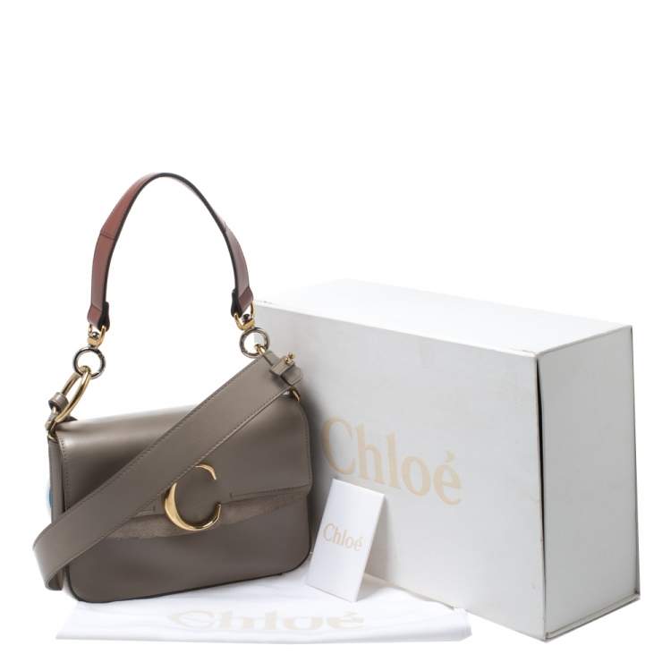 Pre Owned  Chloe Motty Grey Leather C Double Bag