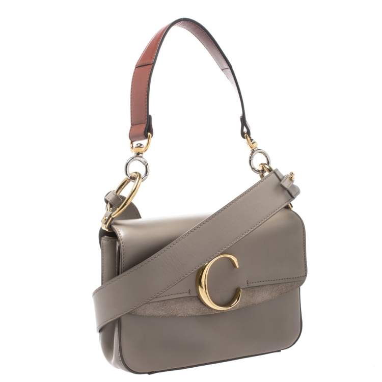 Pre Owned  Chloe Motty Grey Leather C Double Bag