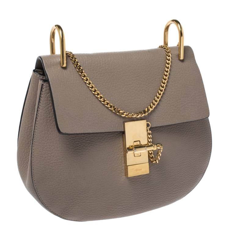 Pre Owned Chloe Nude Leather Medium Drew Shoulder Bag